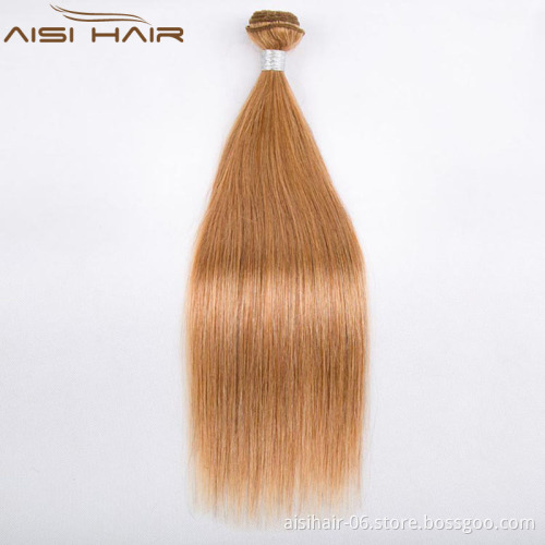 Aisi Hair Wholesale Natural silky straight blonde color  brazilian human hair weaves